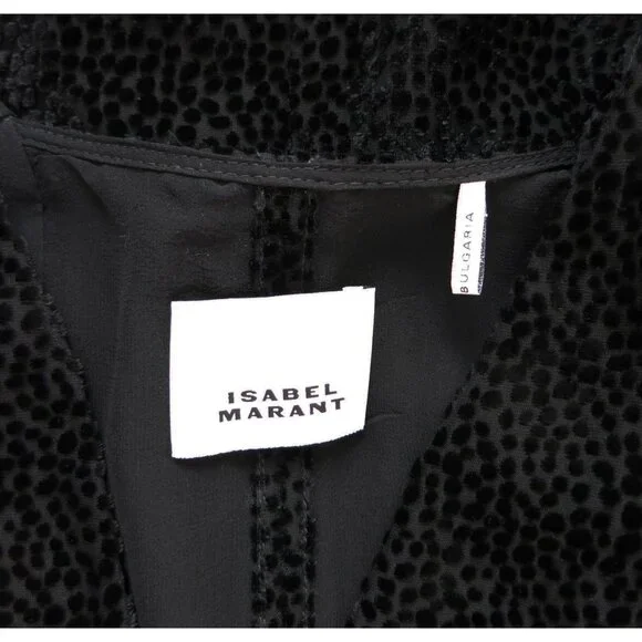 ISABEL MARANT Black Silk Viscose MARLIN Burnout Polka Dot Ruched Top 38 - Picture 11 of 11